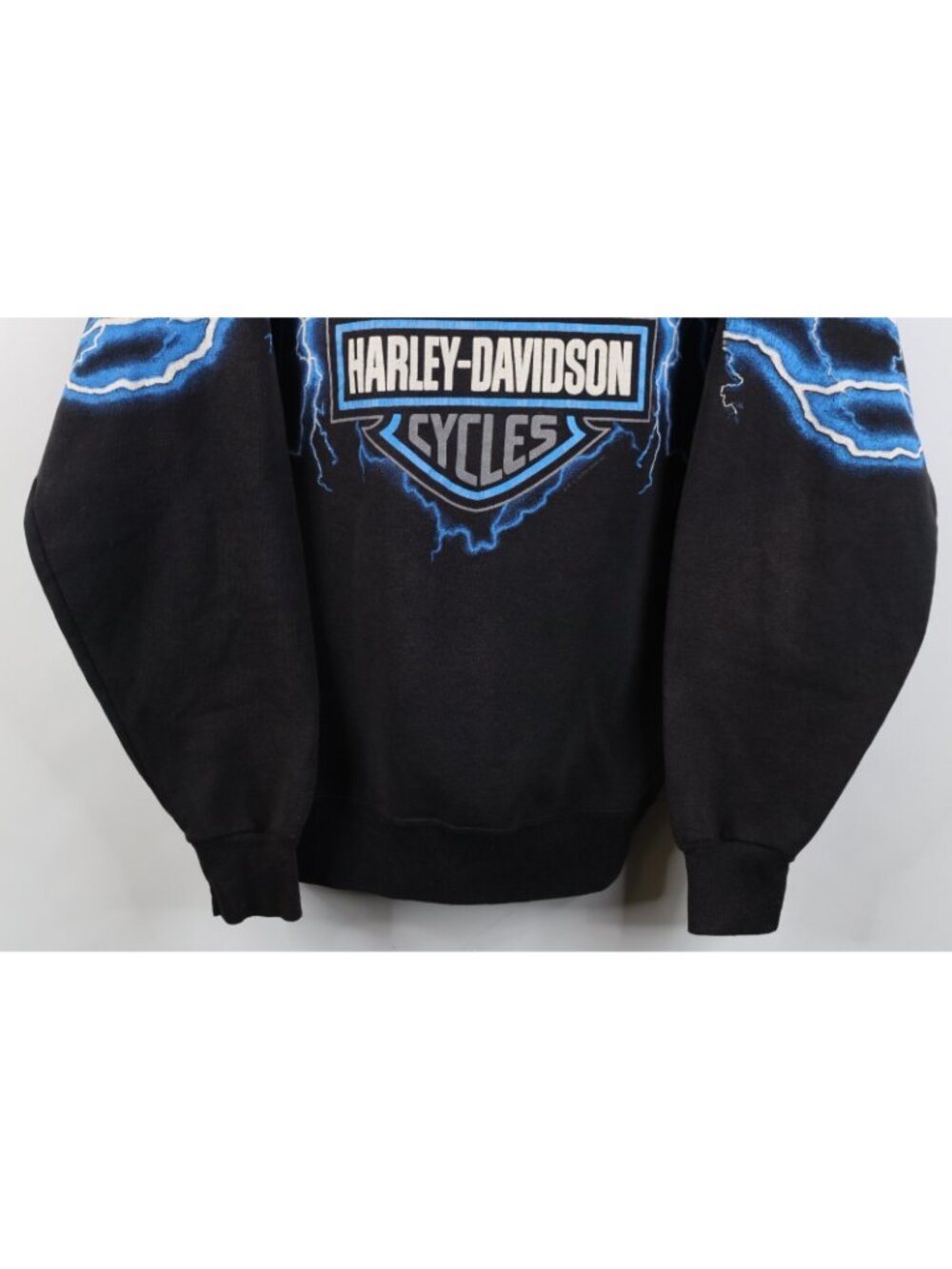 Vintage 90s Harley Davidson Lightning Crewneck Sweatshirt Mens Size L Black USA - Picture 3 of 12